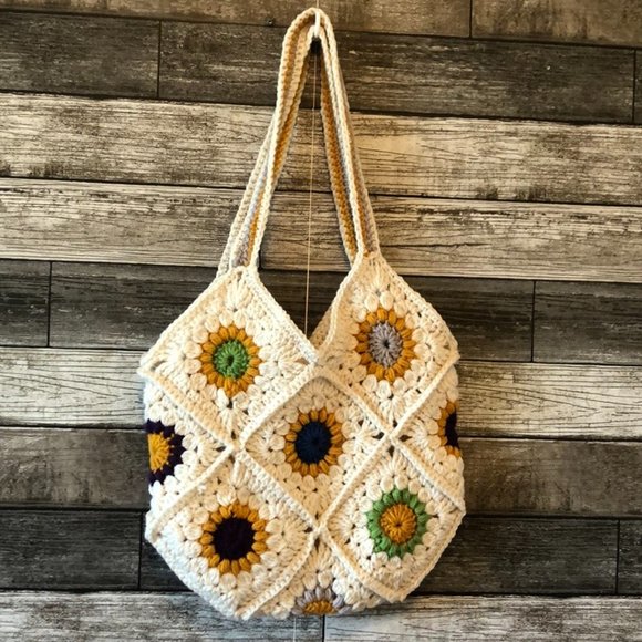 Handbags - Hand Made Granny Square Crochet Purse Unlined